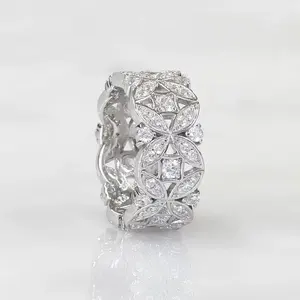 Bague en argent 925 avec diamant moissanite rond, plaqué or jaune 14 carats, or blanc et or rose - Product Image 6