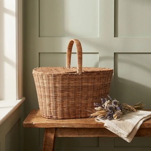 Rattan Picnic <b>Basket</b> <b>with</b> Dual <b>Lids</b> Handmade Storage <b>Basket</b> Wholesale eco-friendly Made in Viet Nam - Product Image 6