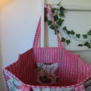 Bolsos de Hombro Acolchados de Algodón para Mujer, Estilo Vintage, con Cierre de Cremallera, Forro de Lona, Ligeros para Viajes y Compras, Diseño Floral - Product Image 4