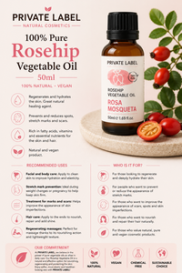 Aceite de Rosa Mosqueta 100% Puro de Marca Privada 50ml OEM |   Aceite Vegetal Natural para el Cuidado de la Piel y el Cabello |   España UE - Product Image 3