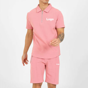 Conjuntos Deportivos de Verano para Hombre al por Mayor con Logotipo Personalizado, Conjuntos de Camiseta Polo de Manga Corta y Pantalones Cortos de Algodón, Talla Grande - Product Image 1