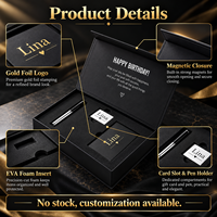 Boîte cadeau rigide magnétique noire personnalisée avec logo en feuille d'or, insert en mousse EVA, boîte pour carte d'anniversaire