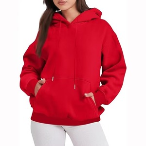 Sweats à capuche en coton décontractés pour femmes, ensemble 2 pièces avec épaules tombantes, pantalons de jogging, sweats à capuche vierges, surdimensionnés - Product Image 2