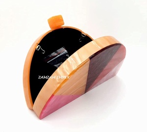 2025 New Arrival Acrylic Resin Clutch Purse Semicircle Colorful Women's Evening <b>Bag</b> for Weddings Party <b>Prom</b> by ZAM ZAM IMPEX - Product Image 4
