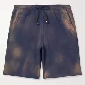 กางเกงขาสั้นผู้ชายผ้าฝ้าย100% ลำลองผ้าย้อมสีพื้นโลโก้ชุดใส่เล่นยิม - Product Image 5