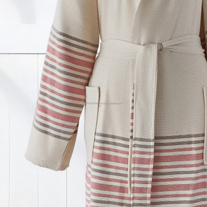 Peignoir unisexe en coton léger, tissé en lin, séchage rapide, respirant, printemps-été, couleur unie, toute l'année, taille XL, fabriqué en Turquie, vêtements de nuit et de détente - Product Image 2