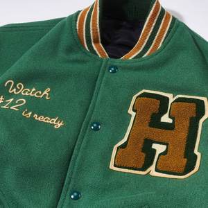 Ventas al por mayor verde personalizado bordado Diseño Varsity chaquetas de los hombres de moda Letterman hombre chaquetas causales chaquetas para hombre transpirable - Product Image 3