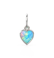 Pendentifs Breloques en Opale Naturelle du Rajasthan, Mini Cœur Sculpté, Cabochon Sertie, Pierre Précieuse Welo Fire, Certifiée Vintage, Plaqué Or Sterling