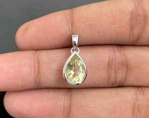 Diseño impresionante 925 Plata de Ley Natural limón cuarzo piedra preciosa forma de pera colgante hecho a mano joyería fina colgantes y dijes - Product Image 3