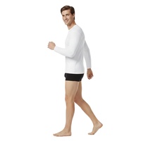 Sous-vêtement thermique anti-transpiration personnalisé à col ras du cou, coupe ajustée, manches longues, avec logo sur mesure, 100 % coton