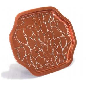 Patrón blanco sobre fondo marrón Bandeja decorativa con borde ondulado curvo 285x400mm - Product Image 2