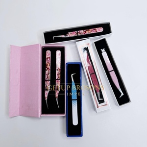 Pince à épiler pour cils GETUP BROSONS IMPEX 90/curve/isolations en acier inoxydable de haute qualité, plusieurs couleurs, pointe lisse, poignée diamantée - Product Image 1