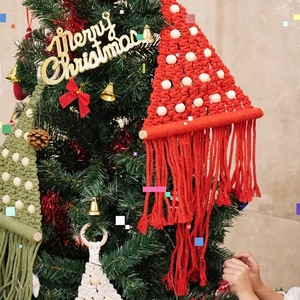 Macramè appeso a parete Boho ornamenti di <span class=keywords><strong>natale</strong></span> albero di <span class=keywords><strong>natale</strong></span> fatto a mano arazzo intrecciato forniture di <span class=keywords><strong>natale</strong></span> per la decorazione della casa - Product Image 4