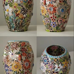 กระถางดอกไม้ดีไซน์โมเสคแก้วหม้อดอกไม้โบราณสำหรับตกแต่งบ้านดีไซน์โมเสก - Product Image 2