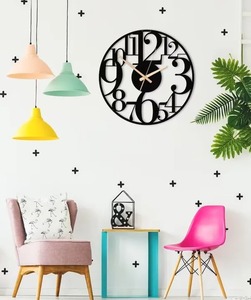 นาฬิกาแขวนผนังโลหะสีดำทรงกลมที่ออกแบบมาอย่างโดดเด่นเหนือกาลเวลาเหมาะสำหรับบ้านสำนักงานและผนังห้องนอนที่ทันสมัย - Product Image 4