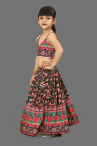 Shoryam - Lehenga Choli de Moda para Niñas, Completamente Cosido, con Estampado Digital, Largo hasta el Suelo, Ropa Étnica, Ropa Tradicional para Fiestas Infantiles, Floral - Product Image 6
