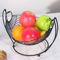 Support à fruits moderne en fer à double niveau avec paniers, vaisselle décorative écologique pour la maison et la cuisine
