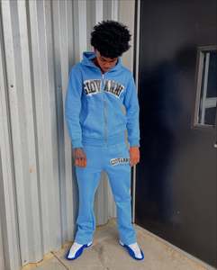 Costume coupe-vent personnalisé OEM de haute qualité Ensemble deux pièces Veste zippée Survêtement Survêtement en coton à fermeture éclair Survêtements pour hommes - Product Image 2