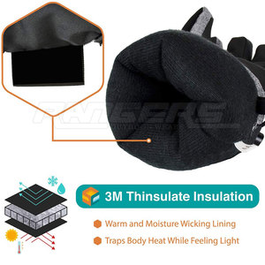 Gants de neige d'extérieur noir gris ligne néon avec paume antidérapante fermeture réglable chaud ajustement confortable gants de ski en gros - Product Image 3