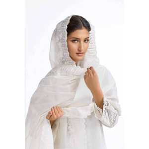 Dupatta de Georgette Bordada en Color Blanco Hueso para Mujer, Diseño Floral Elegante, Ligera y Transpirable para la Temporada de Otoño - Product Image 3