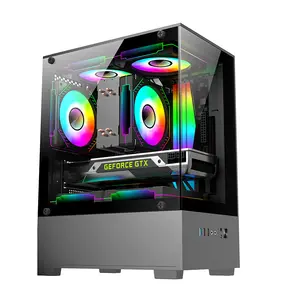 Casing PC Gaming kaca tampilan laut samping panorama kustom casing komputer matx indah dan kecil Desktop PC