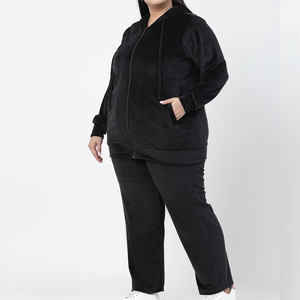 Chándal de dos piezas de talla grande liso personalizado completo para mujer, conjunto de chándal de talla grande informal para mujer con tarifa al por mayor - Product Image 5