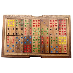 Juego de dominó de ILAHI ecológico de madera de colores Juego de dominó doble seis con caja de madera y 28 piezas de alta calidad - Product Image 5