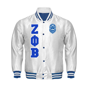 Blouson aviateur Letterman de baseball 100% polyester avec broderie personnalisée grec lettre sororité applique logo Satin veste - Product Image 2