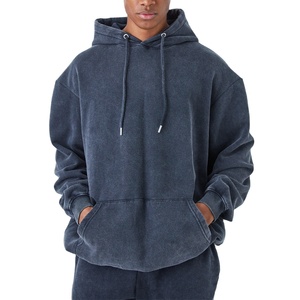 Sweat-shirts à capuche vintage délavés en gros pour hommes – Sweat-shirt en molleton de coton léger délavé à l'acide pour le sport et le jogging - Product Image 1