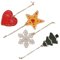 Ornements de Noël durables Zari, faits à la main en coton, design contemporain, écologiques, ensemble multi-pièces, décoration intérieure