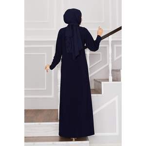 Robe Hijab Sandy Bleu Marine avec Détail Pierre Vêtement de Sécurité Produit - Product Image 5