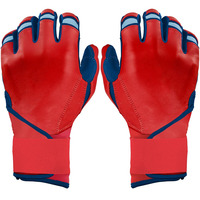 Guantes de Bateo de Béisbol/Sóftbol de Cuero Rojo y Azul Personalizados de Primera Calidad, Transpirables, Duraderos, Ligeros y Cómodos