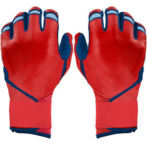 Premium Quality Custom <b>Red</b> & Blue Leather <b>Long</b> Cuff Baseball Batting <b>Gloves</b> Customized Leather Palm Softball Batting <b>Gloves</b> - Product Image 6
