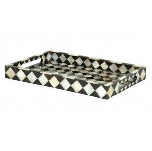 Elegante bandeja de servicio decorativa con Incrustaciones de nácar, acabado pulido para comida, bebidas, desayuno, fiestas, bodas, almacenamiento de tocador - Product Image 1