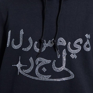 Sweat à capuche pour homme 100% coton lourd avec strass imprimé haute qualité Streetwear hiver techniques teintées en vente - Product Image 5