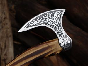 SS Doanh Nghiệp Sang Trọng Handmade Carbon Thép Khắc Lưỡi Viking Rìu Râu Rìu Ngoài Trời Hatchet Với Rose Gỗ Xử Lý <span class=keywords><strong>20</strong></span> Inch - Product Image 5