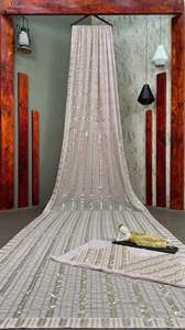 Haute qualité nouvelle tendance cordon séquence Saree tenue Unique séquence brodé travail Saree sur Organza avec chemisier de travail lourd - Product Image 6