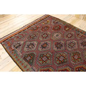 Tapis turc vintage 6x8,8 pieds, grand tapis, tapis camouflage rouge - Product Image 4