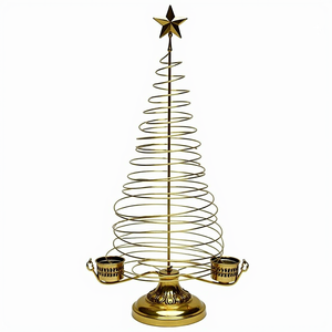 เชิงเทียนโลหะรูปเกลียวสีทองสำหรับเทศกาลที่วางเทียนคริสต์มาสแบบมีเอกลักษณ์พร้อมของตกแต่งยอดรูปดาวสำหรับวางบนยอดวันหยุด - Product Image 5