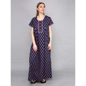 Evolove Women's Printed Cotton Floral Nightshirt-Breathable Half Sleeve Buttoned Romantic Winter Sleepwear - Product Image 3