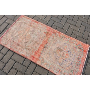 2.4x4.6 ft Turkish Rug, Vintage Small Rug, <b>Red</b> Blue Polka dot <b>Wool</b> Rug - Product Image 4