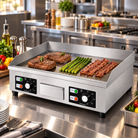 Grill électrique commercial à plaque plate, grande surface de cuisson, 3500W, double contrôle de température, en acier inoxydable, Teppanyaki de comptoir