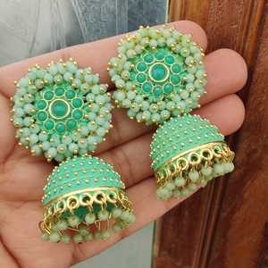 Pendientes Jhumki de calidad superior Pendientes ligeros perfectos para ropa informal y ropa occidental de Indo Jhumkis - Product Image 4