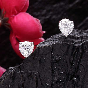NOVAMART Fine Buy Premium 925 Sterling <b>Silver</b> <b>Earrings</b> for Women Girls Diamond-Set Rose Gold <b>Heart</b> Flower Stud Trendy Engagement - Product Image 2