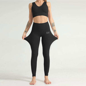 Best Selling Women's Yoga <b>Set</b> Custom Made with Your Own Design Lightweight <b>and</b> Comfortable Solid <b>Top</b> with <b>Short</b> Length - Product Image 5