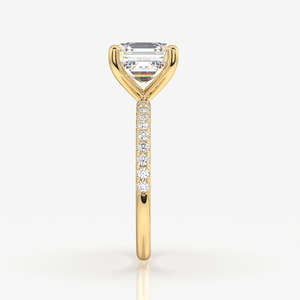 Asscher Cut Lab Grown Diamond <b>Set</b> in 14k <b>Gold</b> Pave <b>Ring</b> - Product Image 4