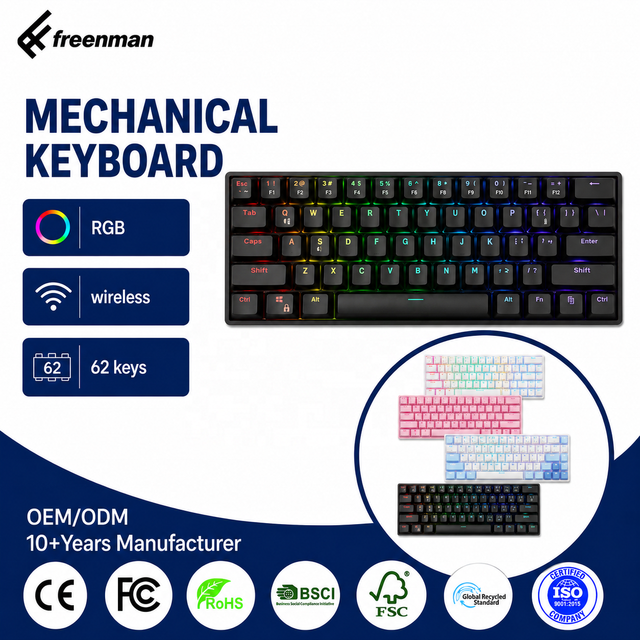 RGB Backlit  Wireless Gaming Keyboard 60 Percent Mechanical Gaming Keyboard Ergonomic  Gaming Keyboard with Blue Switches