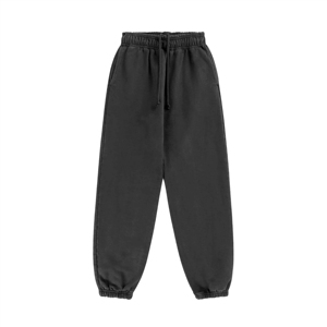 Men's Black Cotton Sweatpants <b>Elastic</b> Waist Drawstring Casual Joggers Side Pockets Midweight Autumn Wear - Product Image 1