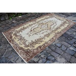 พรมตุรกีวินเทจคลาสสิกสีน้ำตาลเบจ3.7 x 6.8ft ต่อผ้าวูลยางรูปสี่เหลี่ยมสำหรับห้องนั่งเล่นห้องนอนของวัยรุ่น - Product Image 3