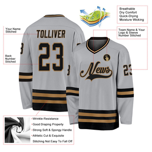 Customized White <b>Green</b> Royal <b>Lace</b> Neck Ice Hockey Jersey OEM Service 100% Polyester Quick Dry Breathable Custom Team Name - Product Image 2